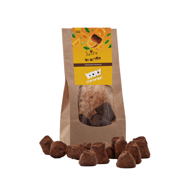 Mehukas appelsiini suklaa tryffelit - Biologisesti hajoava pussi 130g