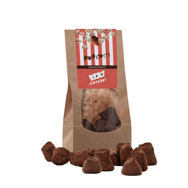 Popcorn-suklaa tryffelit - Biologisesti hajoava pussi 130g