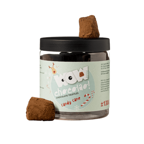 Candy Cane Christmas Truffles Gift Jar 130g | Peppermint Holiday Chocolate - WOW Chocolao!