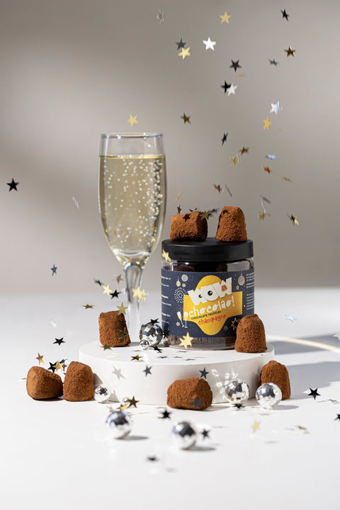 Champagne - New year Chocolate Truffles - Gifting jar 130g - WOW Chocolao!