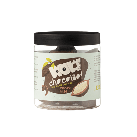 Cocoa Nibs Chocolate Truffles Gift Jar 130g | Crunchy Cocoa Chocolate - WOW Chocolao!