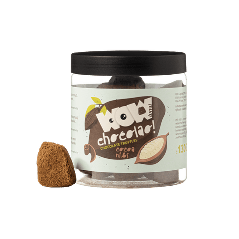 Cocoa Nibs Chocolate Truffles Gift Jar 130g | Crunchy Cocoa Chocolate - WOW Chocolao!