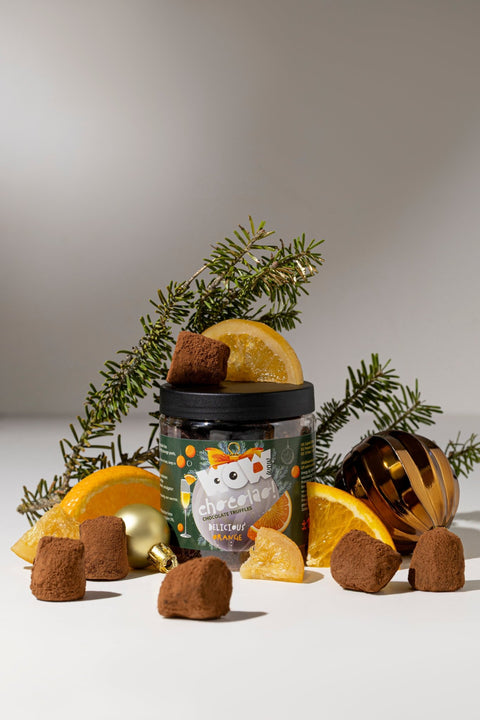 Confit Orange Christmas Truffles Gift Jar 130g | Festive Orange Chocolate - WOW Chocolao!