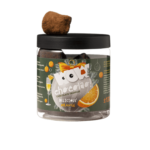 Confit Orange Christmas Truffles Gift Jar 130g | Festive Orange Chocolate - WOW Chocolao!