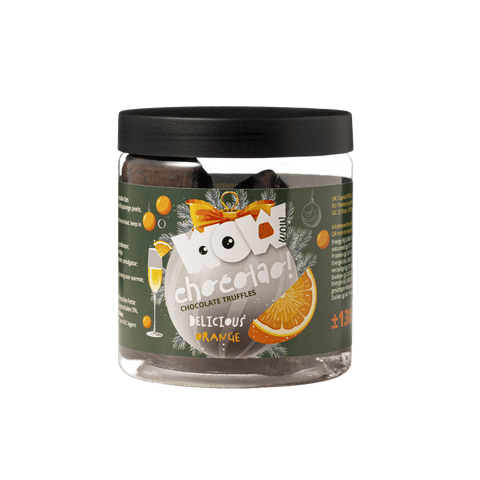 Confit Orange Christmas Truffles Gift Jar 130g | Festive Orange Chocolate - WOW Chocolao!