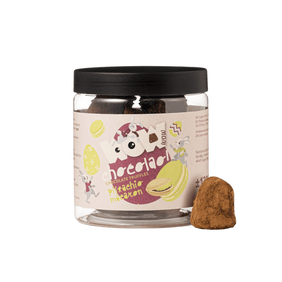 Pistachio Macaroon Chocolate Truffles - 130g Easter Gifting Jar - WOW Chocolao!