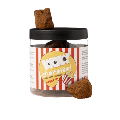 Popcorn Chocolate Truffles Gift Jar 130g | Crunchy Gourmet Chocolate - WOW Chocolao!