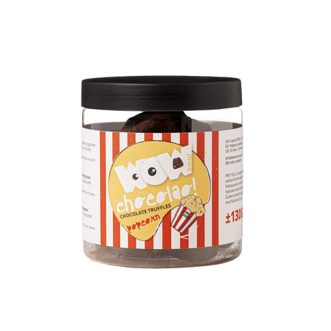 Popcorn Chocolate Truffles Gift Jar 130g | Crunchy Gourmet Chocolate - WOW Chocolao!