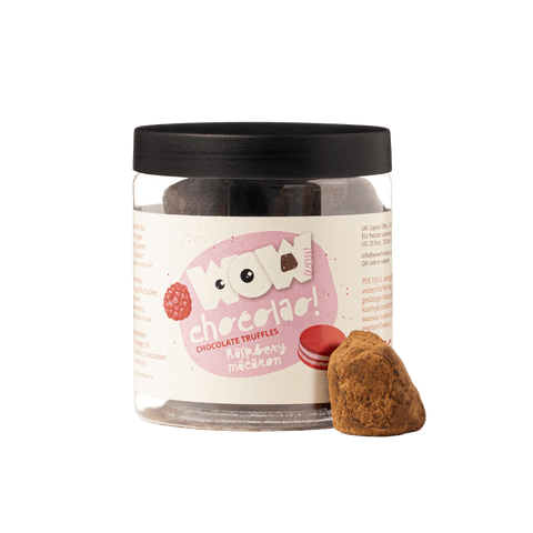 Raspberry Macaron Chocolate Truffles Gift Jar 130g | Fruity Luxury Chocolate - WOW Chocolao!