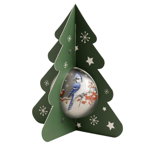 Silver Blue Jay Christmas Bauble Filled with Crunchy Truffle Pops - WOW Chocolao!